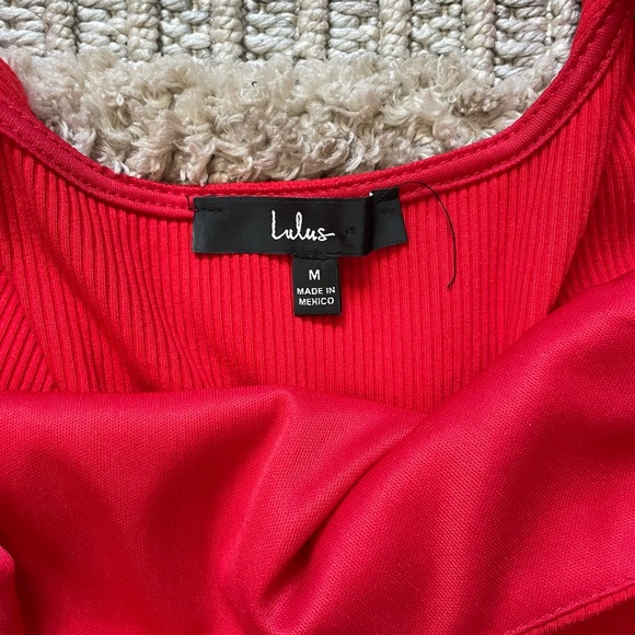 Lulus Red Ribbed Cutout Maxi Dress - Picture 3 of 3